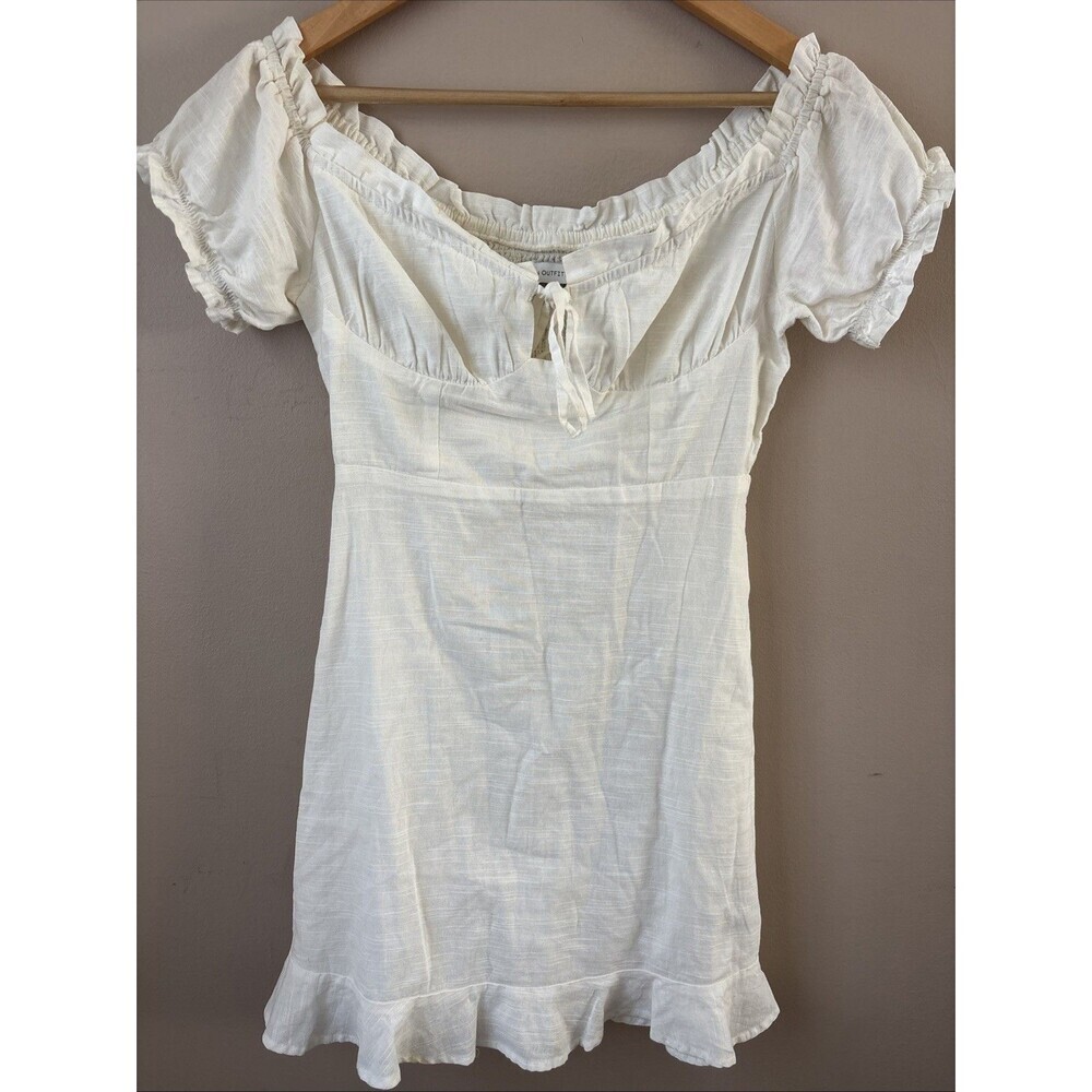 Urban Outfitters Women’s Beige Linen Dress, Off the Shoulder, Size Small, Boho
